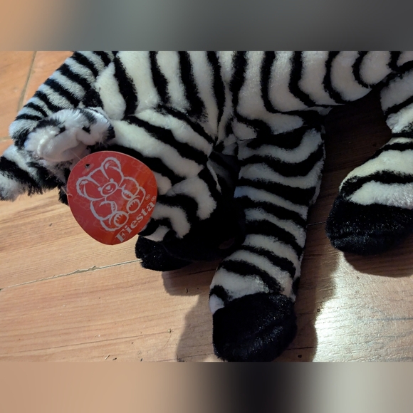 Fiesta Black White Plush Zebra Soft Stuffed Jungle Animal 16" w/Tags - Picture 8 of 10